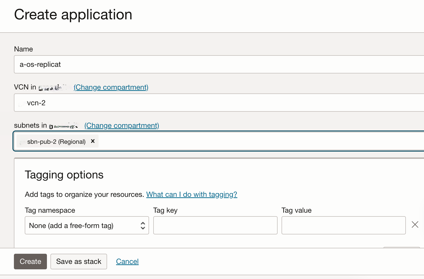 Fig.18: RegionB, OCI Function application creation