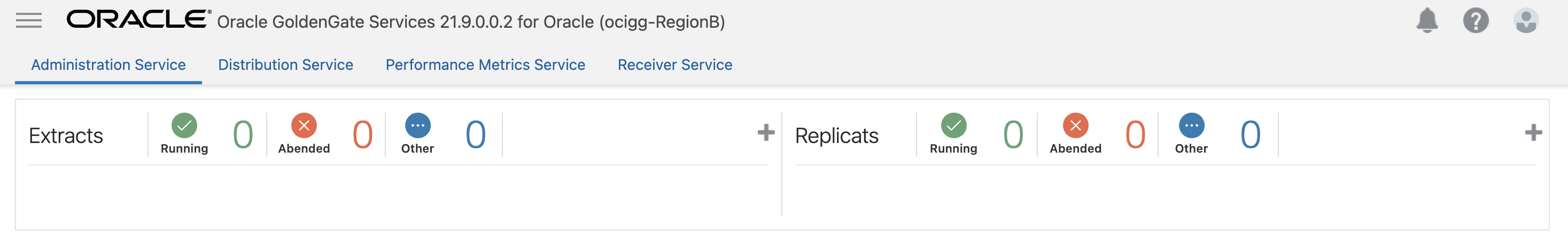 Fig.17: RegionB, OCI GoldenGate deployment without any extract/replicat process