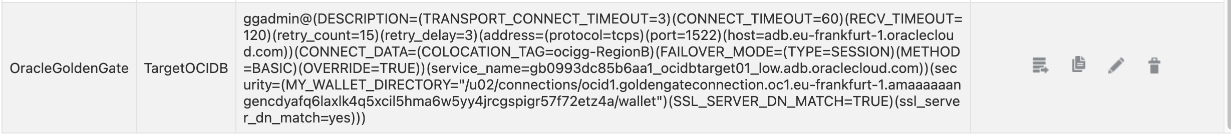 Fig.13: RegionB, connections assigned to OCI GoldenGate deployment