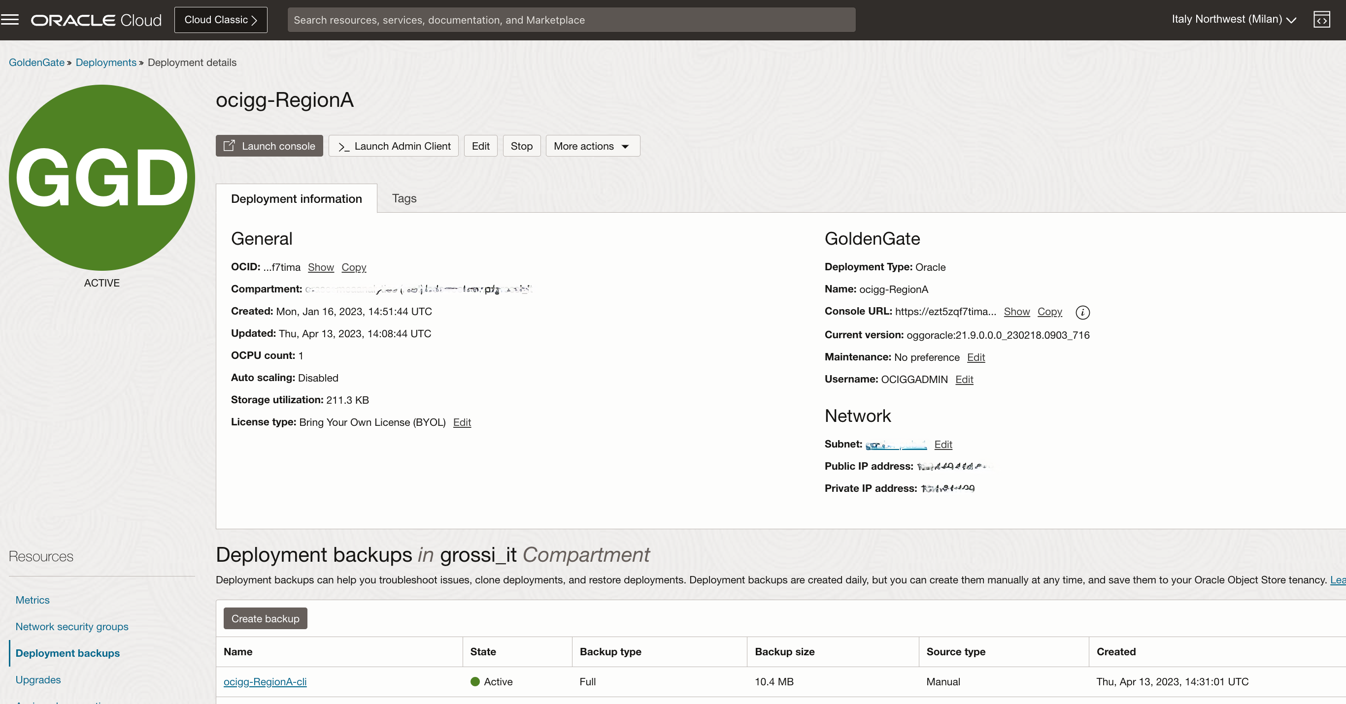 _Fig.6: RegionA, OCI GoldenGate manual backup (triggered by the oci-cli command script)_