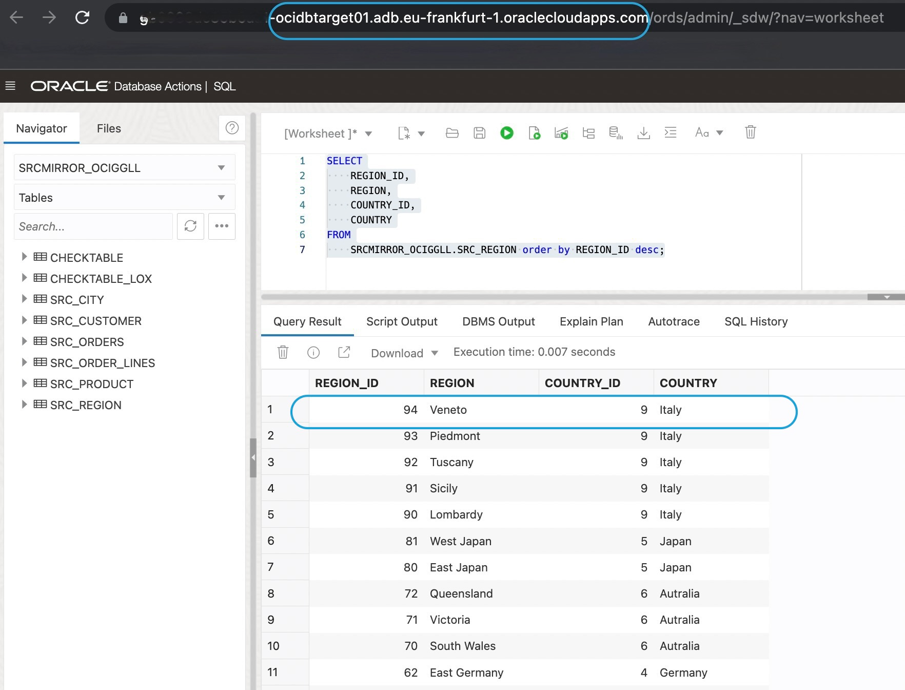 _Fig.32: RegionB, record inserted during unavailability in the SourceDB, recovered in the target ADW table._
