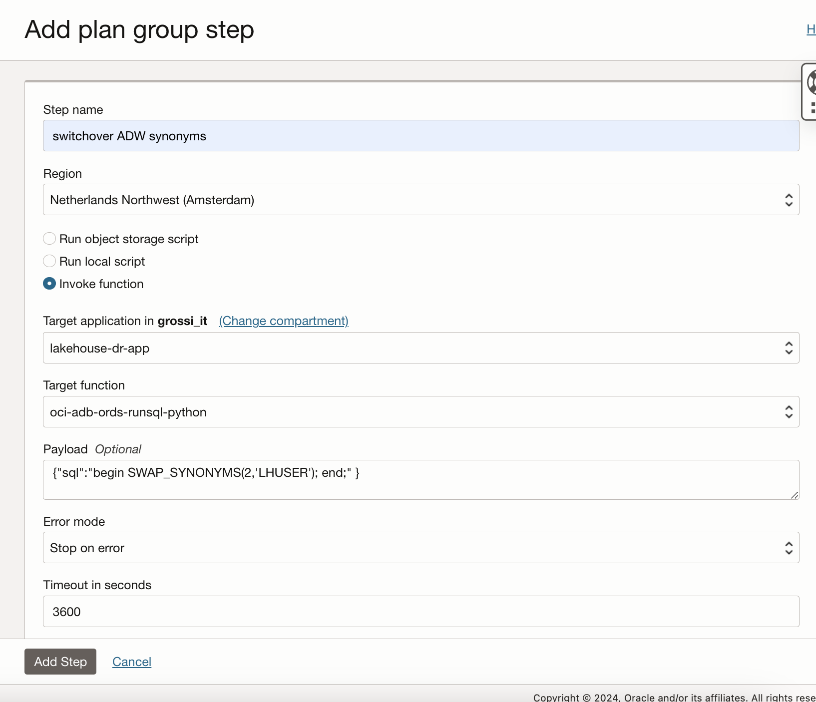 Fig.21: Region2, add step "run sql"