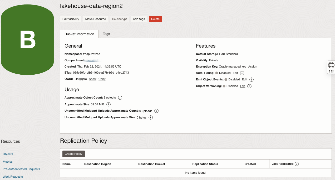 Fig.26: Region2, Bucket with no replication policy