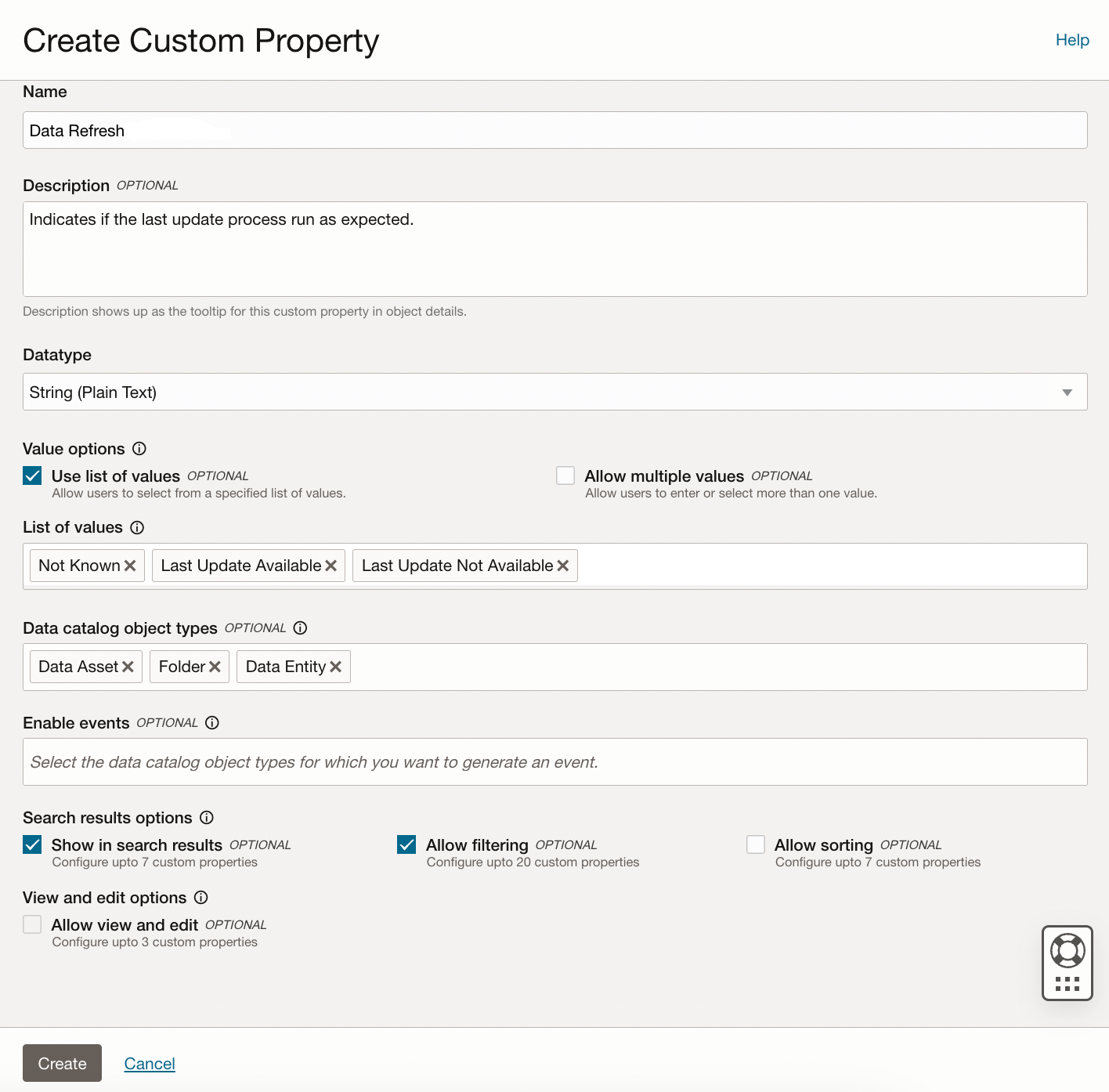 Fig.8: Custom Properties creation