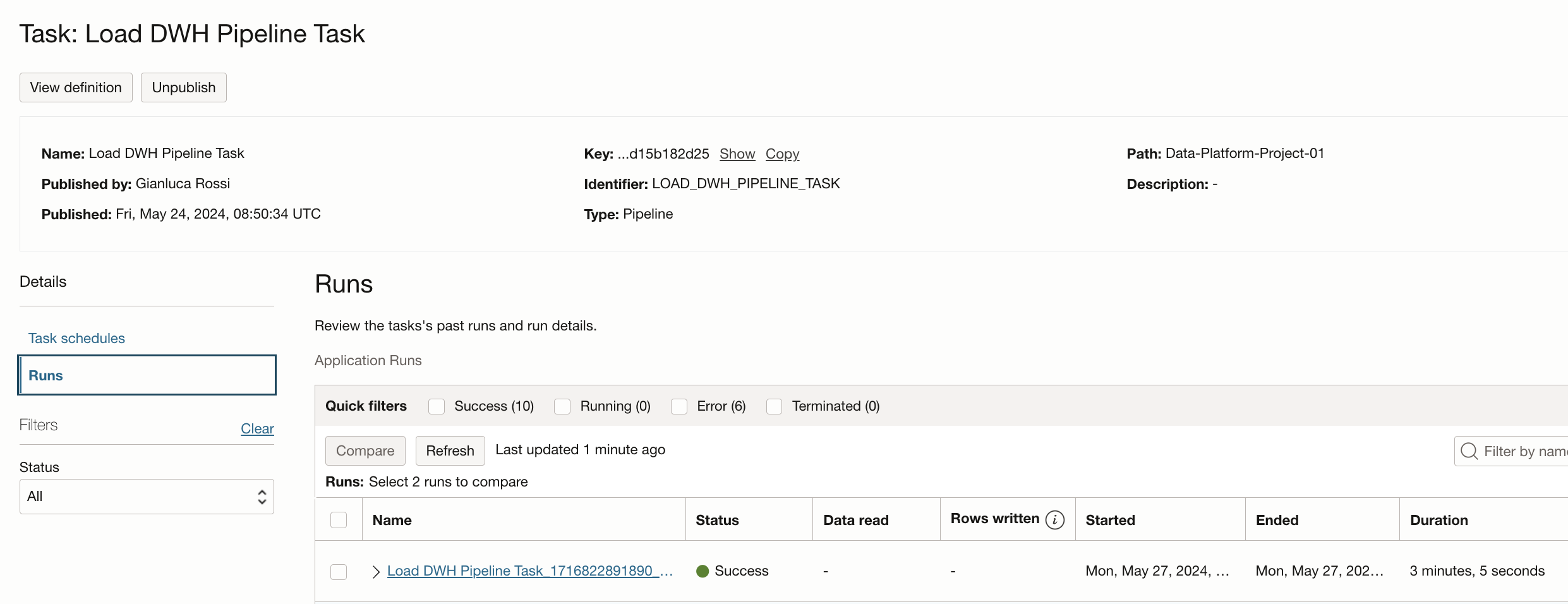 Fig.14: Pipeline Task Runs Successfully